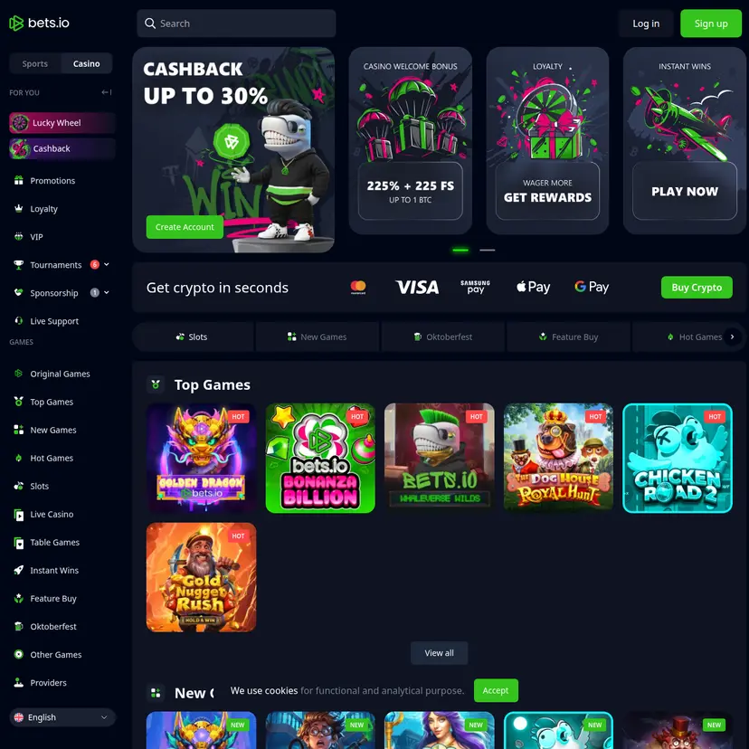 Bets.io homepage and design