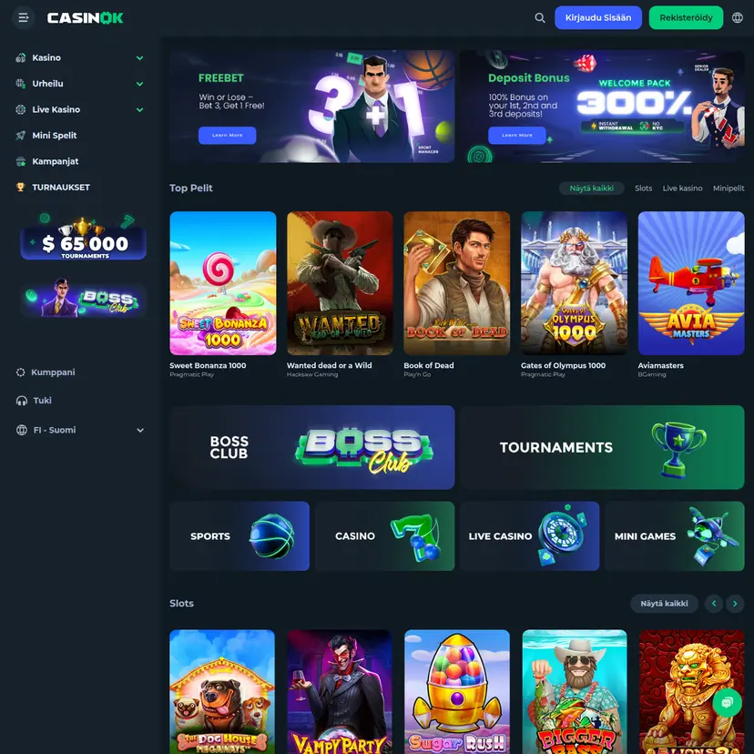 CasinOK homepage and visual design