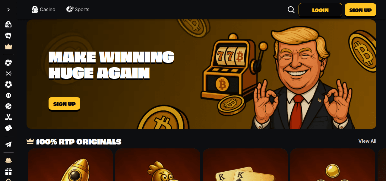 Screenshot of the Slotsdon homepage showing the game catalog and overall design