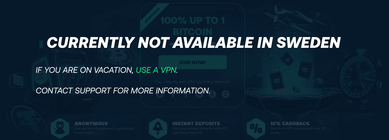 Geoblock notice shown to players from excluded countries