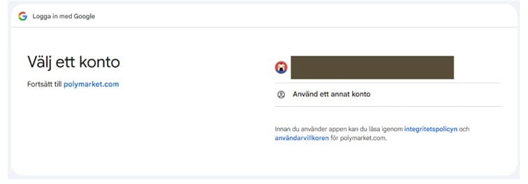 Google sign-in page with the heading "Choose an account" where the user can pick an existing Google account or use another account to log in to an external service.